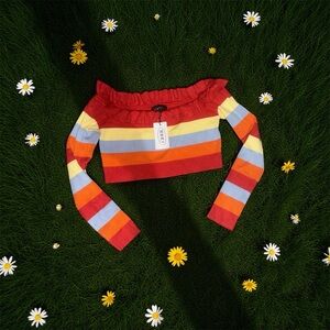 CIDER Colorful Striped Off-Shoulder Top XL